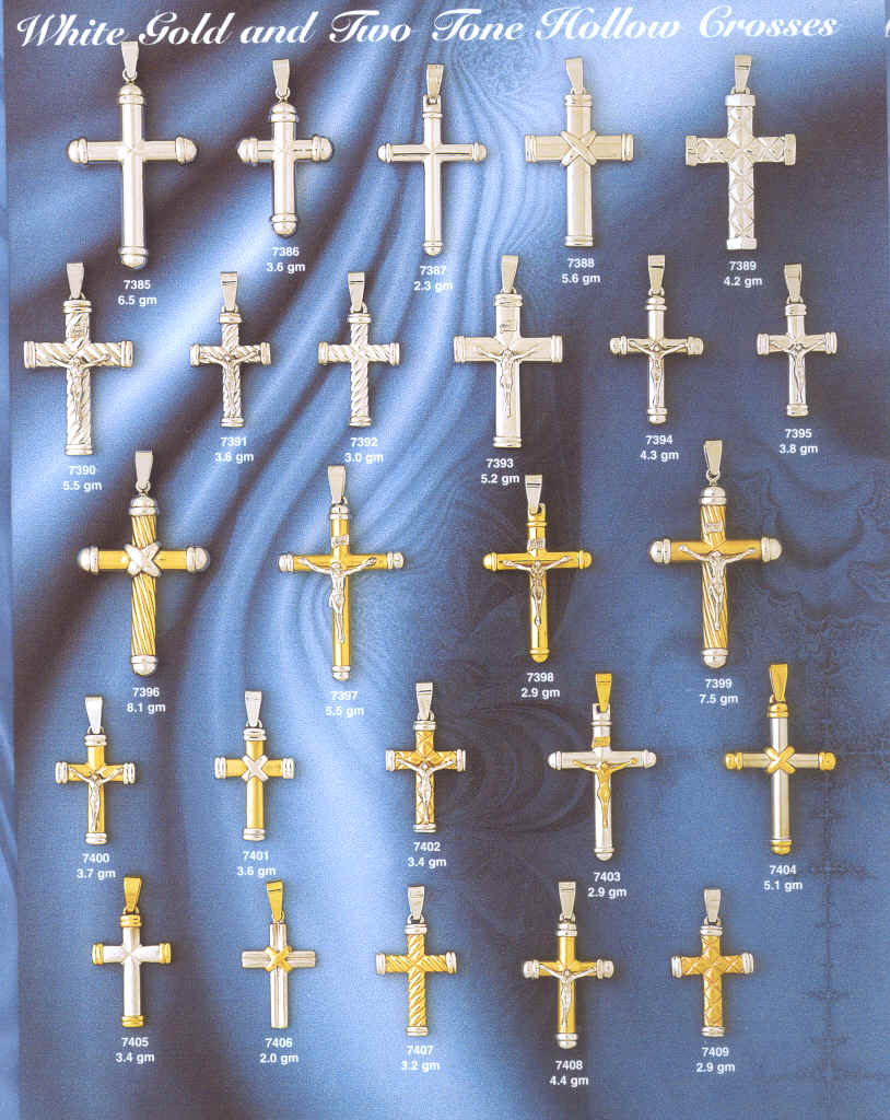 Two Tone Hollow Crosses catholic gifts religious Jewelry crosses gold white gold gold crucifixes